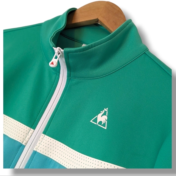 Le Coq Sportif Teal Green Full Zip Color Block Track Jacket: Women's Medium - Picture 3 of 10